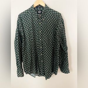 Vintage 90’s Dockers men button up green circle design XL